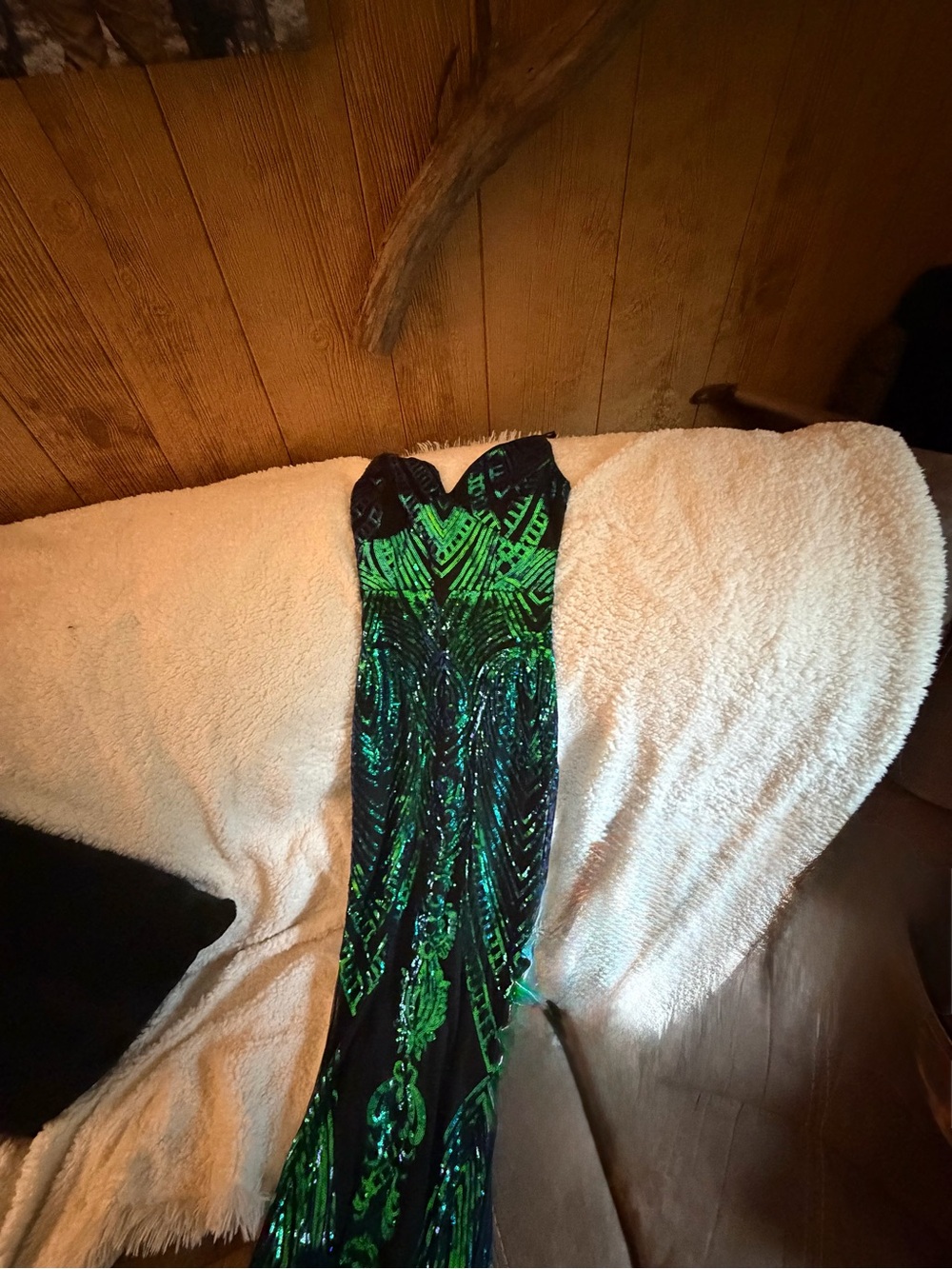 Black and Green Sequin mermaid -Themed Dress